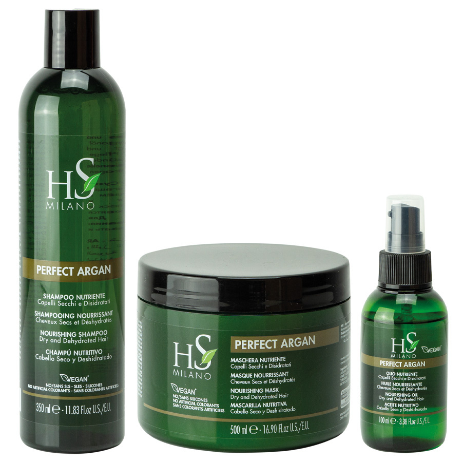 HS Milano Zestaw Perfect Argan Szampon 350 ml + Maska 500 ml + Olejek 100 ml