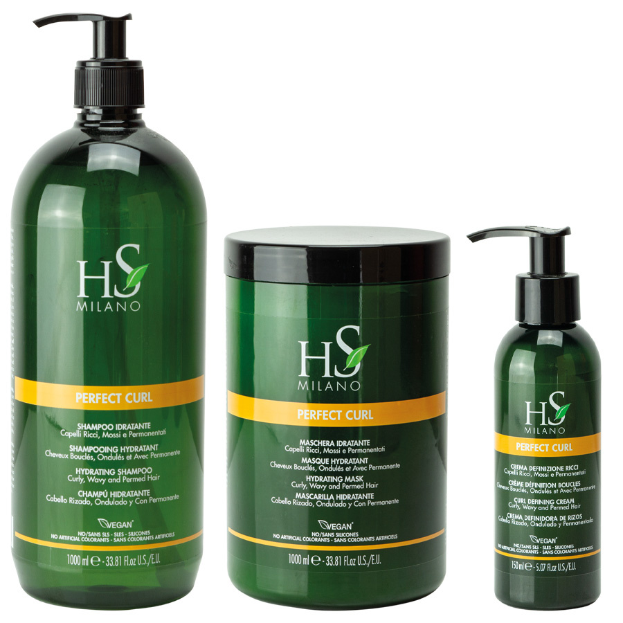 HS Milano Zestaw Perfect Curl Szampon 1000 ml + Maska 1000 ml + Krem 150 ml