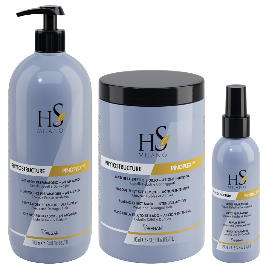 HS Milano Zestaw Phytostructure Pinoplex Szampon 1000 ml + Maska 1000 ml + Spray 150 ml