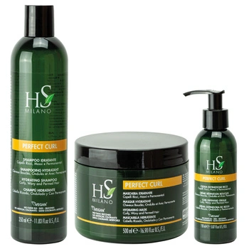 HS Milano Zestaw Perfect Curl Szampon 350 ml + Maska 500 ml + Krem 150 ml